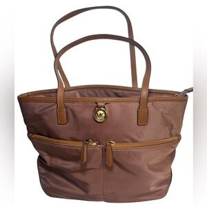 Michael Kors‎ Nylon Tote Bag – Brown & Tan Leather Trim